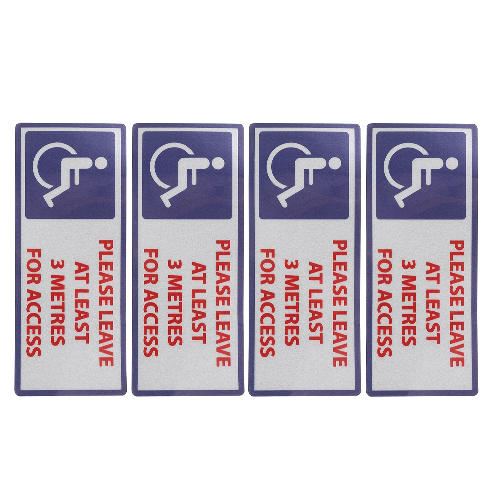 4Pcs Warning Sticker for Disabled Safety Keep Away Sign 3M Distance Highly Visible Reflective Adhesive Decal for Public Spaces