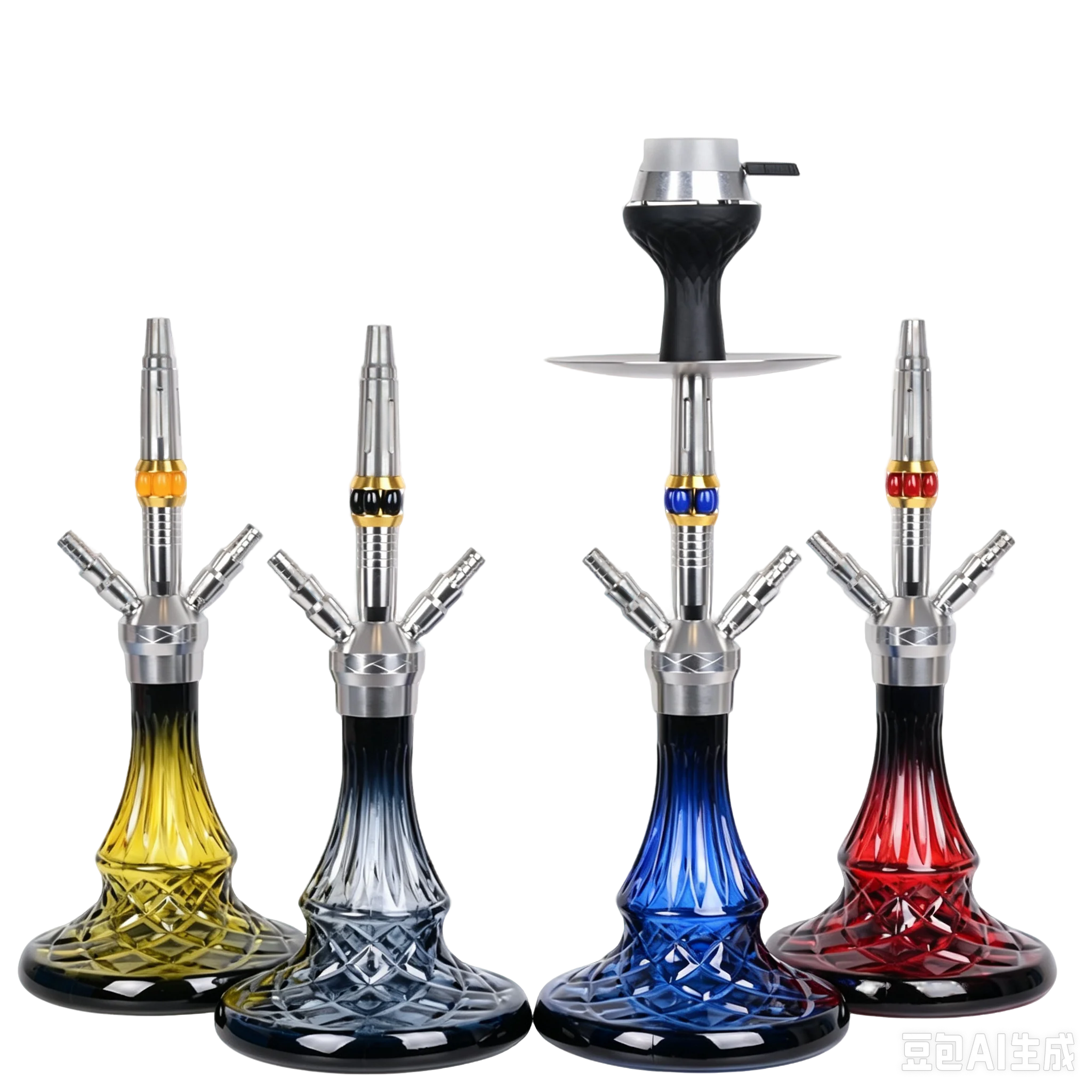53cm Medium Size Hookah Shisha Set Aluminum Alloy 1/2 Hose Complete Water Pipe Narguile Full Kit With Charcoal Holder Bowl