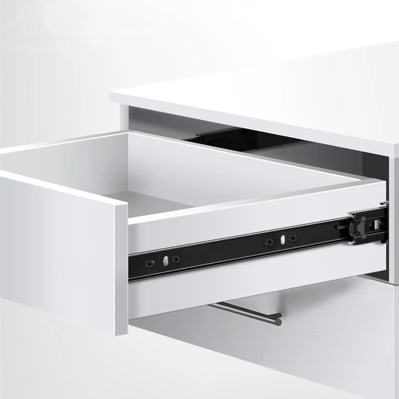 Mute Three Section Drawer Slide Cold Rolled Steel Cabinet Slide Double Row Steel Balls Drawer Slides