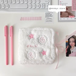 MINKYS Kawaii White Fluffy 3 Ring Mini Kpop Photocards Binder Book 1/2/3 inch Idol Photo Cards Album Collection Book