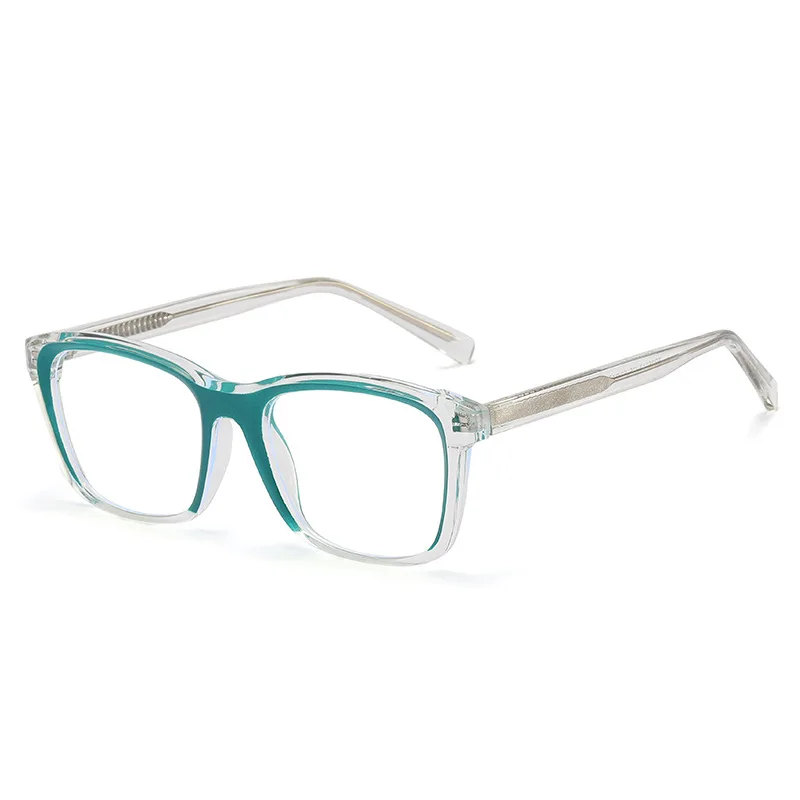 Fashionable blue light resistant square eyeglass frame TR90 plug-in leg frame