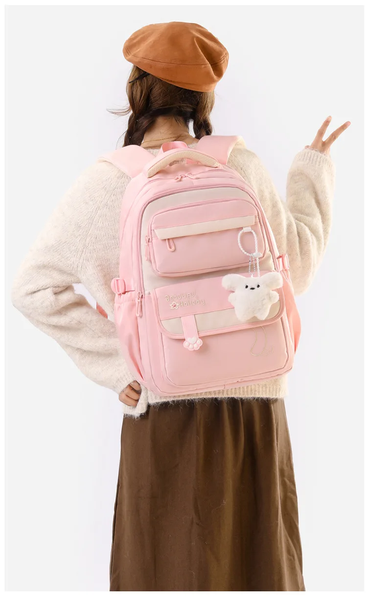 Middle School Backpack for Girls Large Capacity Bookbag Lightweight Fashion Student Backpack Simple Modern School Bags for Teens