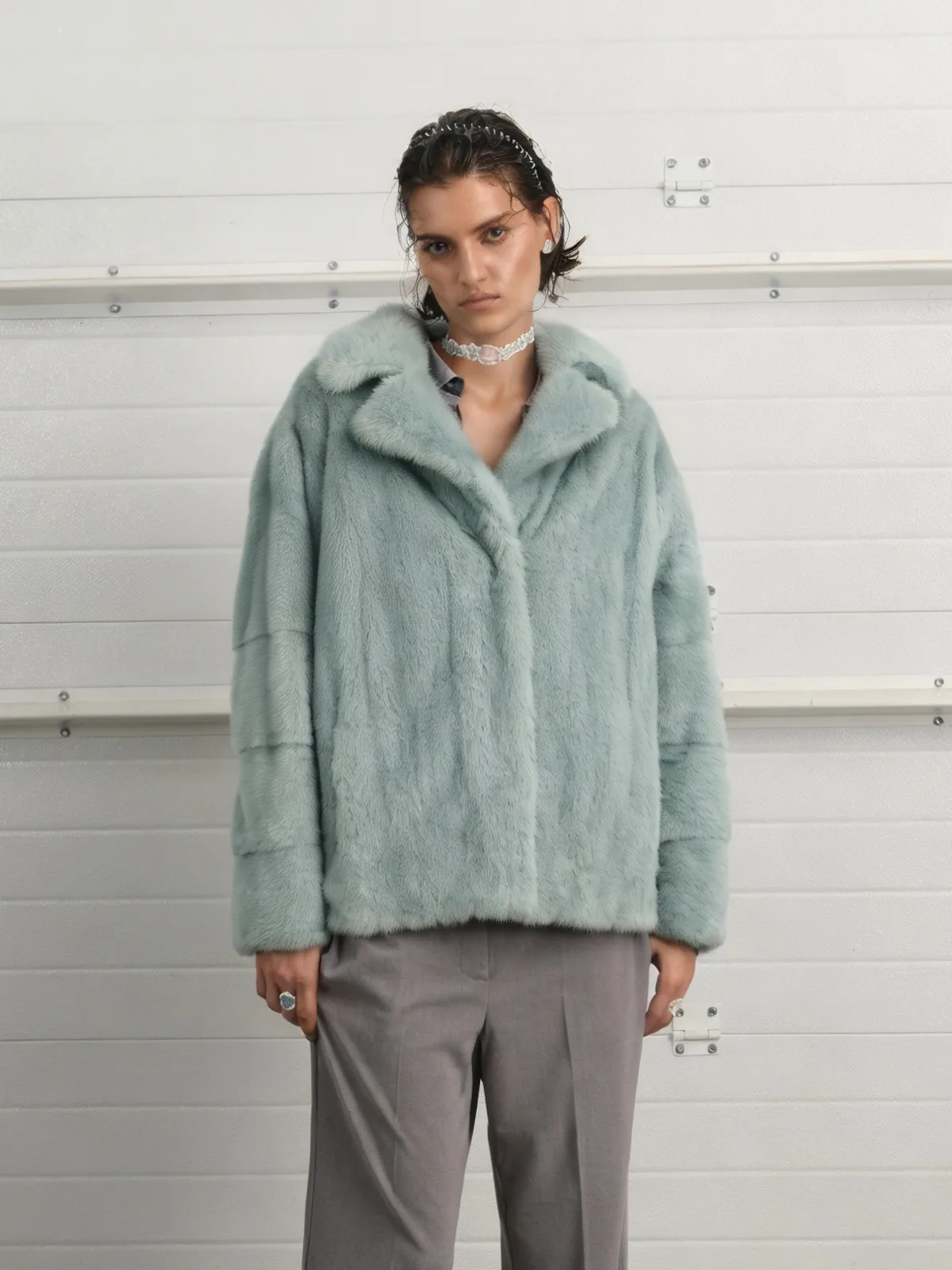 DFDG Women 2026 Faux Fur Short Jacket Turn‑Down Collar Loose Oversized Plush Thick Warm Pocket Design Winter Outerwear Fur