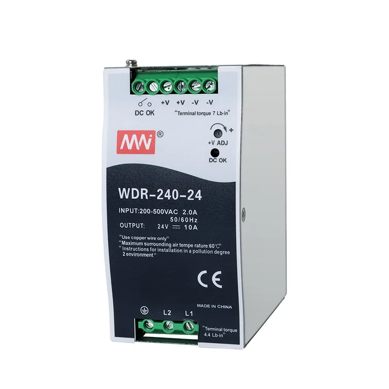 WDR Series Full Power Rail Power Supply 380rpm DC Ultra-thin Rail Switch Power Supply 24V