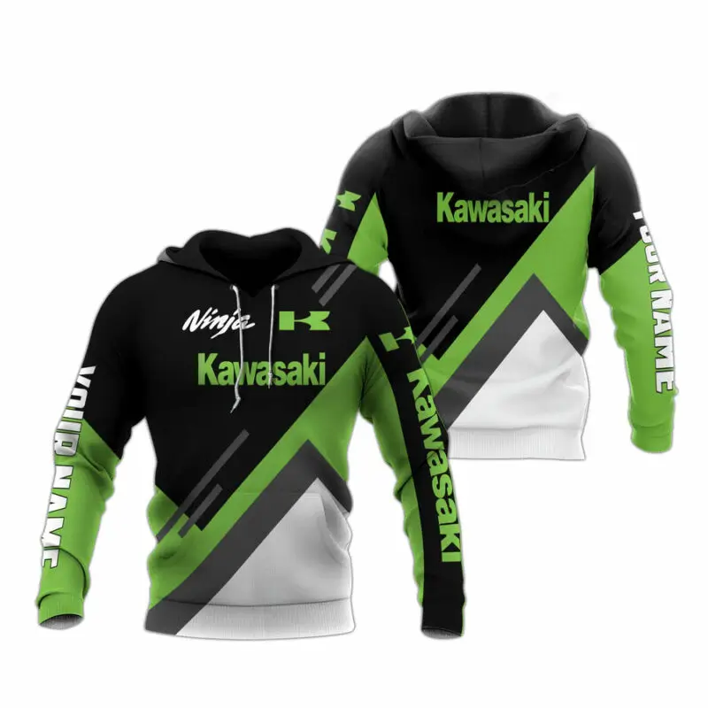 Kawasaki Motorcycle 3D Printed Men\'s Hoodie Outdoor Street Hip-Hop Motorcycle Riding Clothing Men\'s Fashion Pullover Sweatshirt