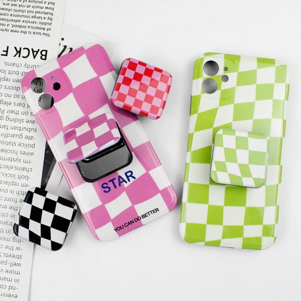 

Personalized Cellphone Finger Grip Accessories Gift for her Cosmetic Mirror Phone Stand Holder Makeup Mirror Plaid Mirror