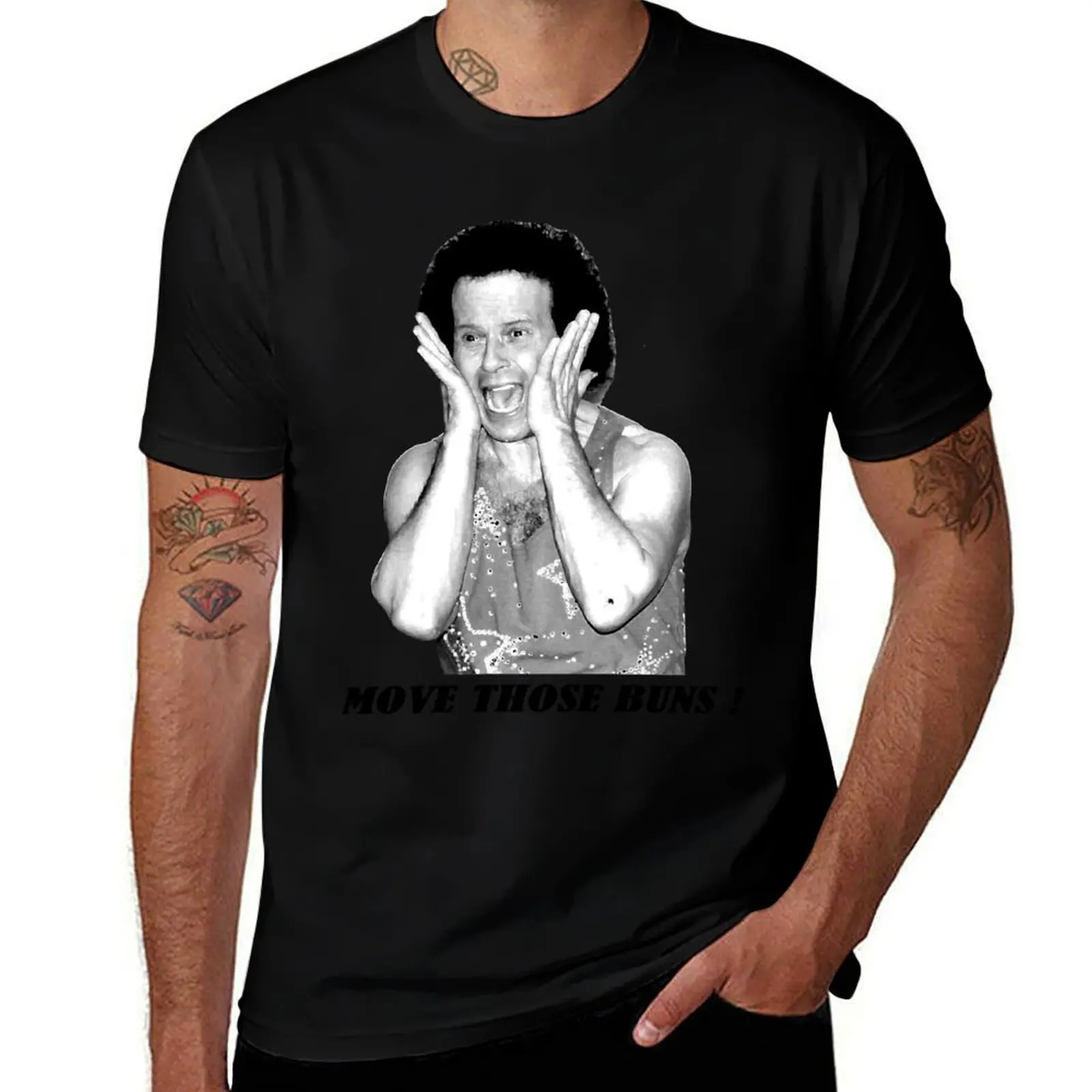 Mens My Favorite Richard Simmons Move Those Buns Fanart Gifts Music Fans T-Shirt Plus Size Street Style Tee T-Shirt