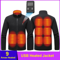 USB Heating Jacket Men Winter Electric Heated Jackets Infrared 9 Heating Areas Jacket Fashion Casual Fleece Coat Male