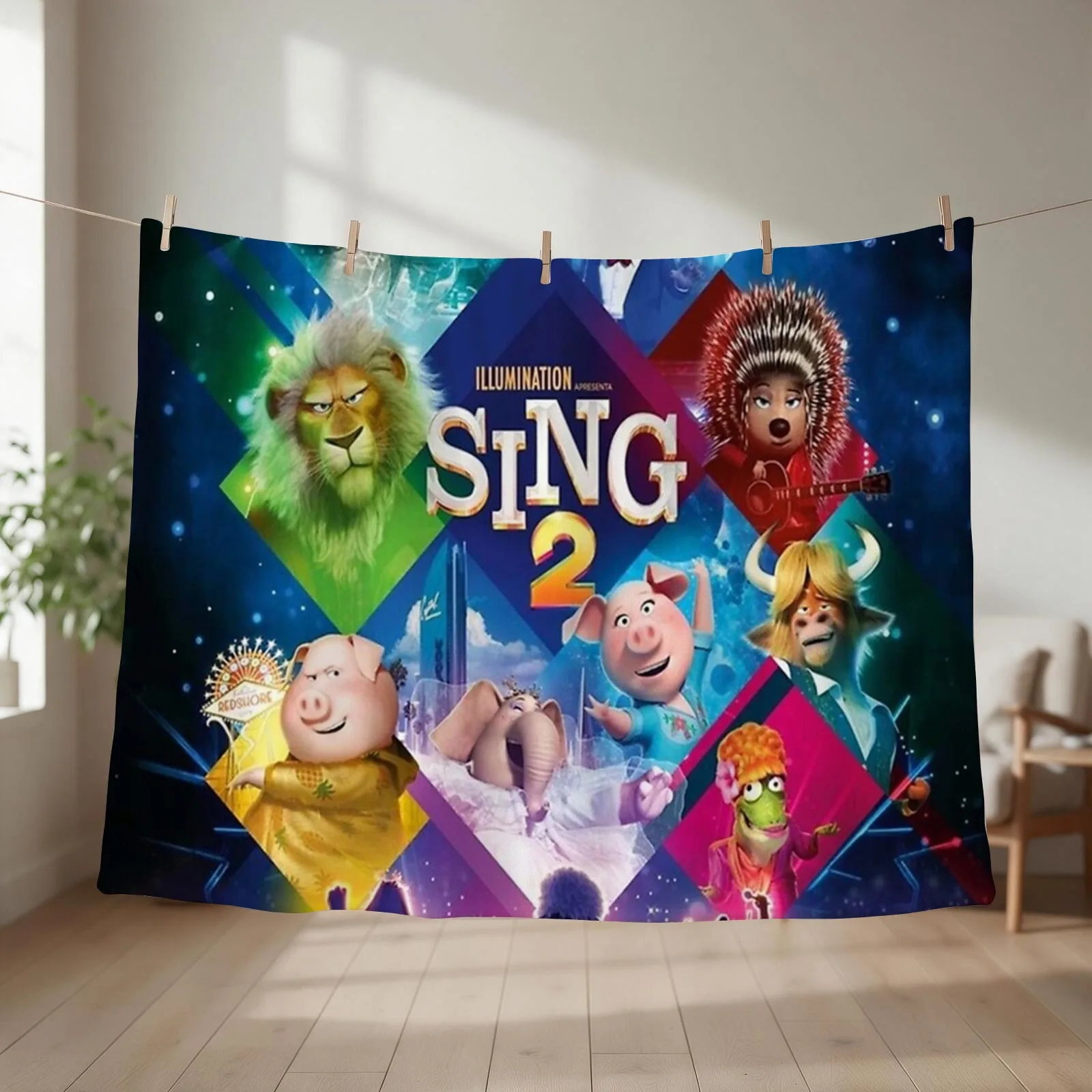 Movie Sing 2 Throw Blanket cosplay anime bed plaid wednesday Plaid on the sofa Blankets