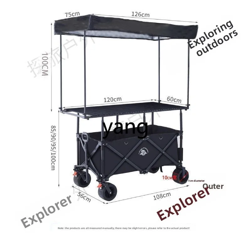 lmm1 Stall Push Cart with Adjustable Height, Foldable Portable Gathering Style Outdoor Camping Cart