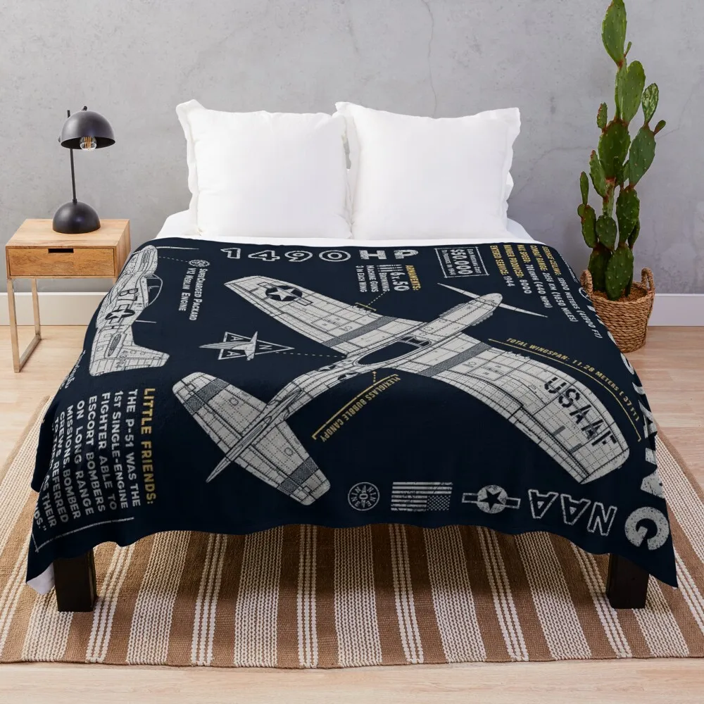 

P-51 Mustang Pattern Throw Blanket Decorative Sofa decorative Sofa Blankets