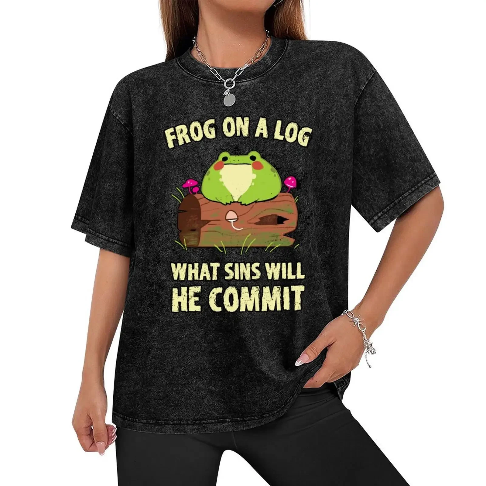 FROG ON A LOG, WHAT SINS WILL HE COMMIT T-Shirt Short sleeve tee shirts graphic tee men t shirts high quality