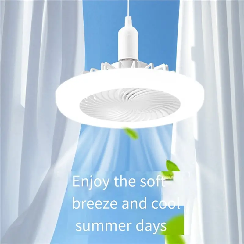 For A47U Low Profile Ceiling Fandelier With 3 E27 Light Sources Remote Control 3 Color Dimmable Enclosed Ceiling Fan Lamp