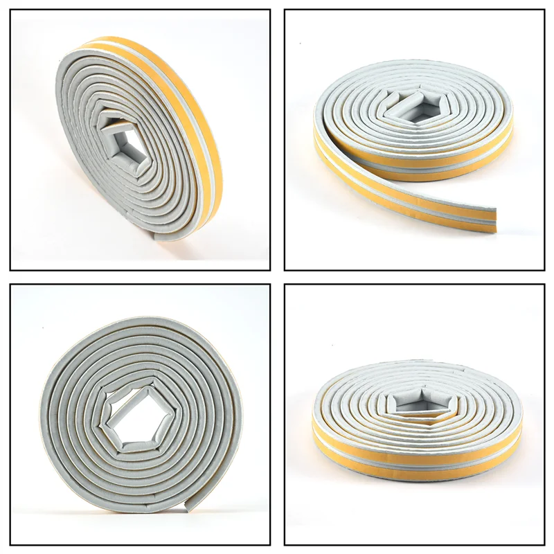 ABGR-2 Rolls 10 M Draft Excluder For Doors And Windows,Draught Excluder Tape Rubber Seal Foam Tape Car Stickers Sealing Grey
