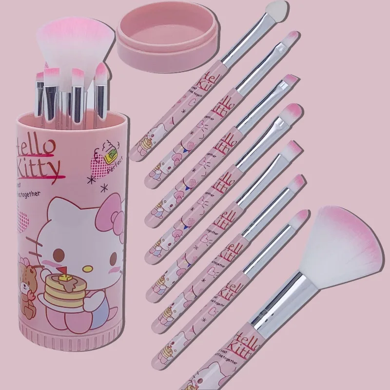 New Cartoon Sanrio Hello Kitty 8-piece makeup brush set Kawaii blush brush nose shadow lip and eyebrow makeup beauty brush gift