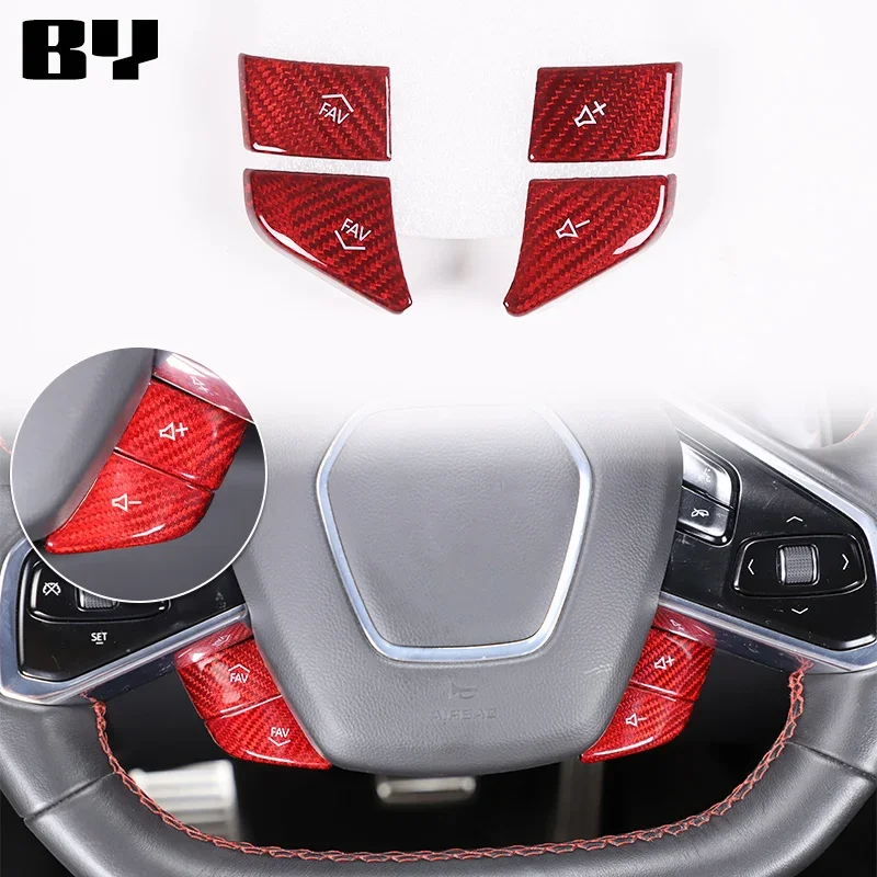 

For Chevrolet Corvette C8 Z51 Z06 2020-2024 Real carbon fiber Car Steering Wheel Button Cover Sticker Interior Accessories
