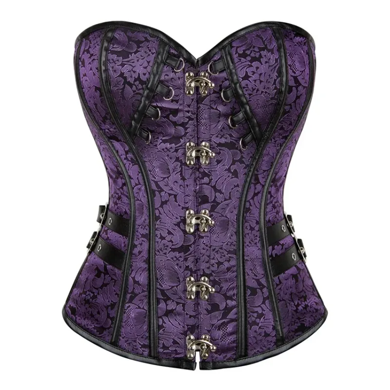 

Medieval Steampunk Corset Plus Size Gothic Punk Overbust Bustier Bustier Jacquard Leather Corselet Lingerie Top Women