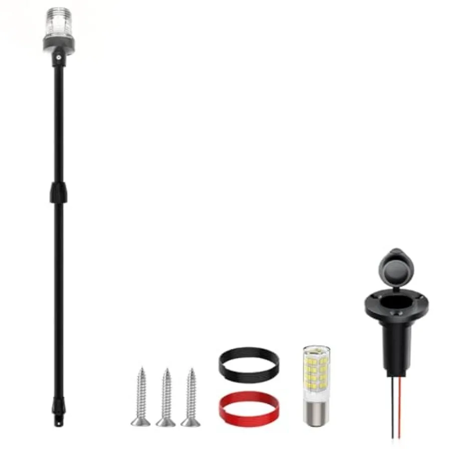 

Телескопический светодиодный фонарь для кормы лодки, регулируемый от 26 до 48 дюймов, с основанием, белый, для навигации