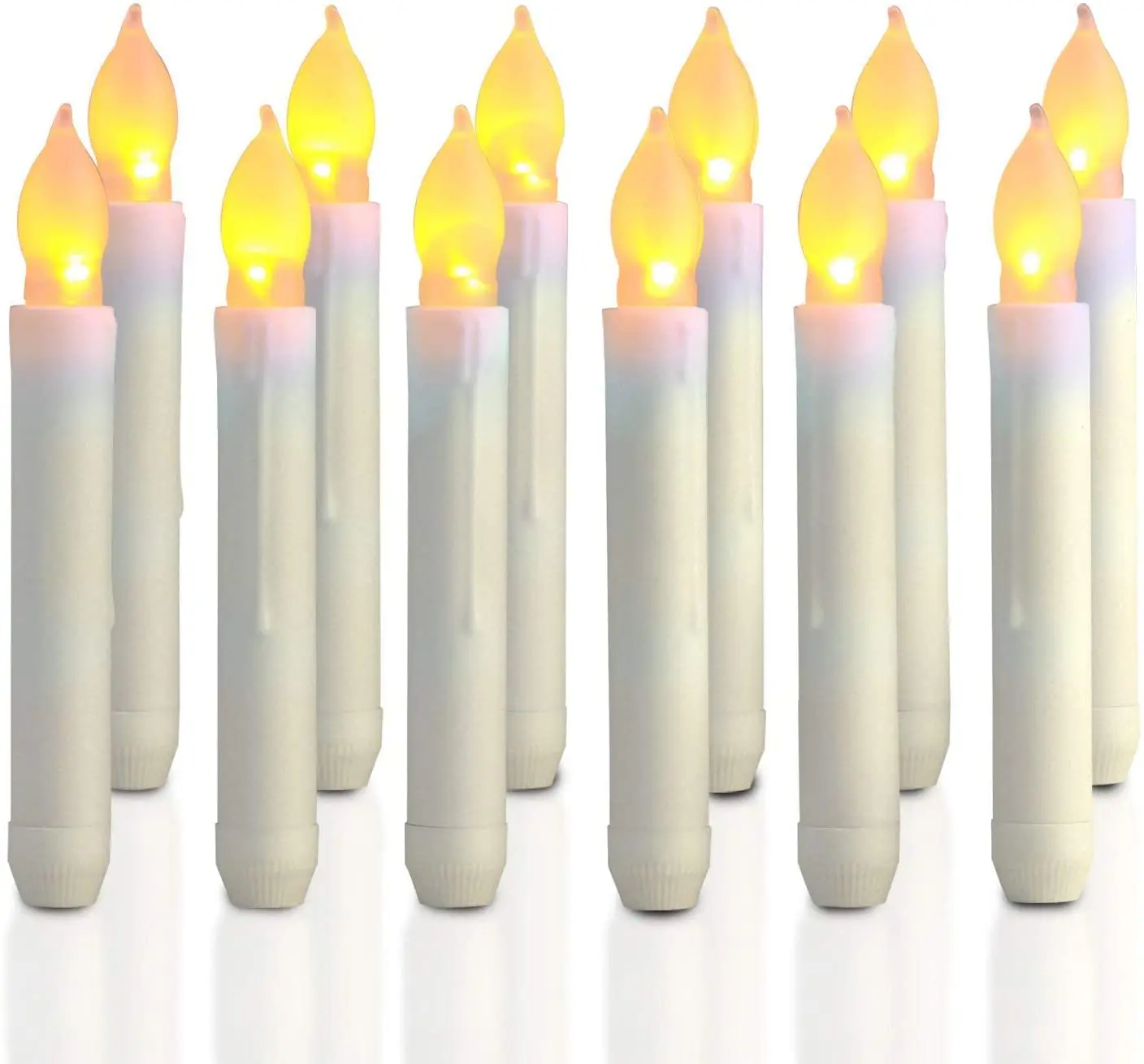 

6/10/12Pcs Electronic Flameless LED Taper Candles Light Night Lamp f/Church Wedding Birthday Party Christmas Dinner Decoration