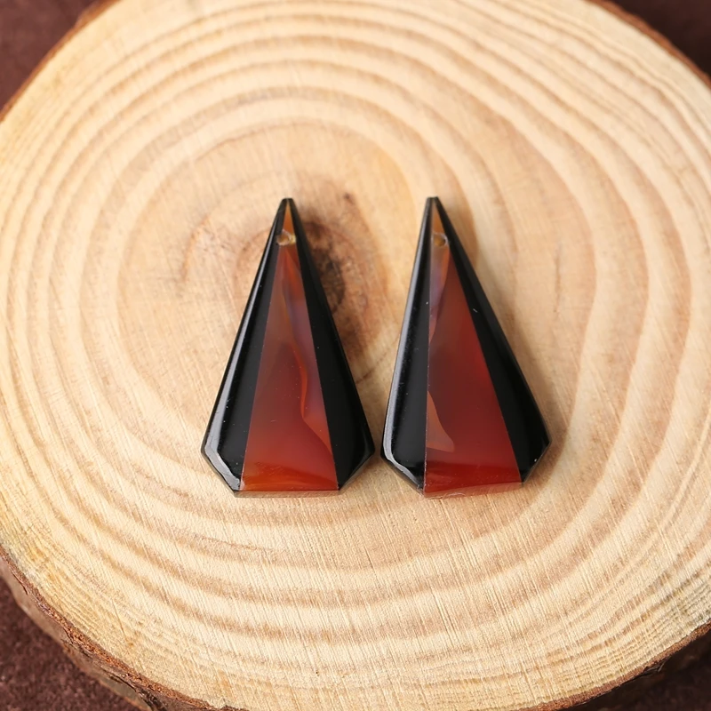 

Натуральный обсидиан и красный агат, серьги Intarsia, бусины для женщин, сделай сам, полудрагоценные камни, ювелирные аксессуары, 29x16x4 мм, 4,4 г