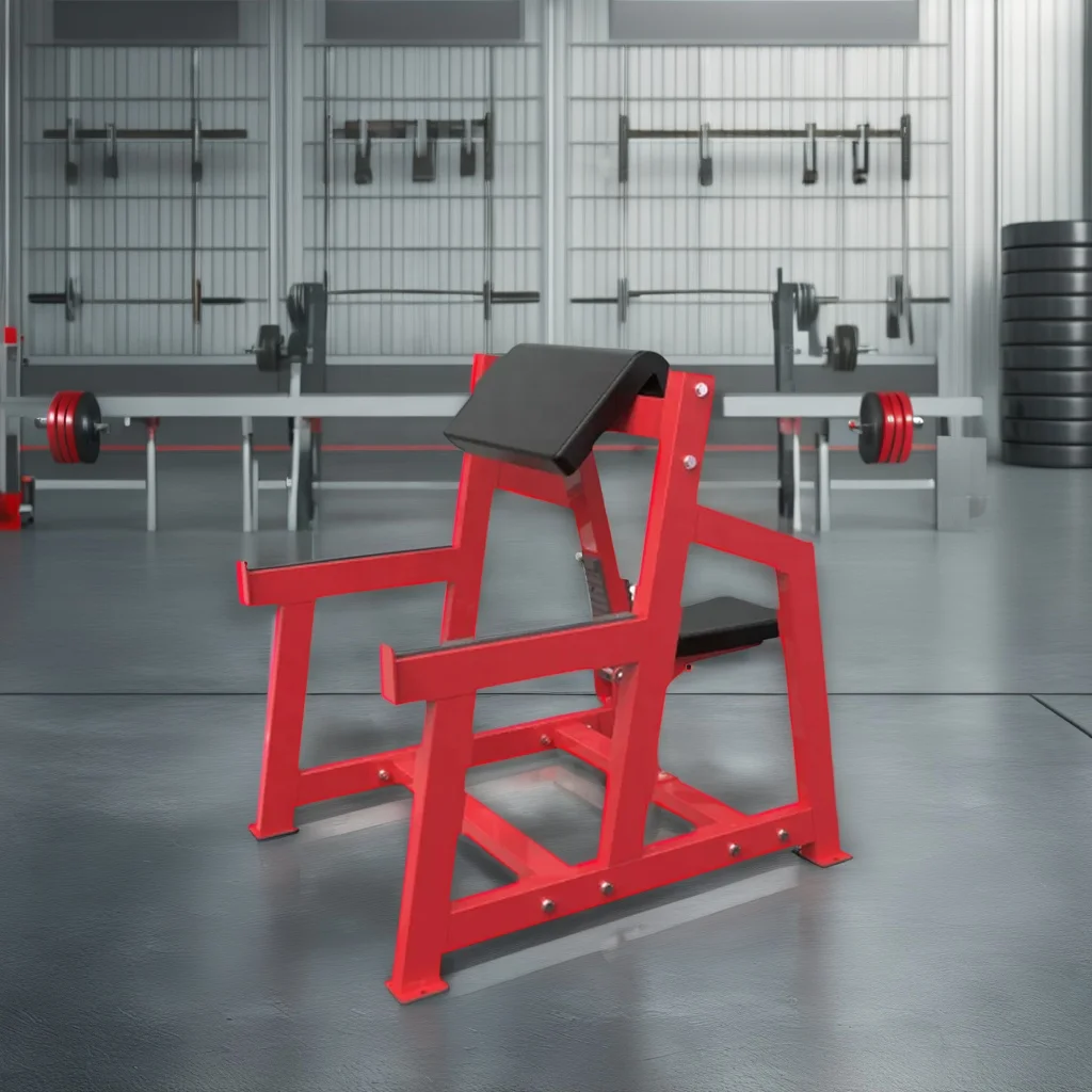 وصول جديد آلة تدريب القوة لوحة محملة معدات الصالة الرياضية يجلس الذراع الضفيرة في مادة الصلب دائم