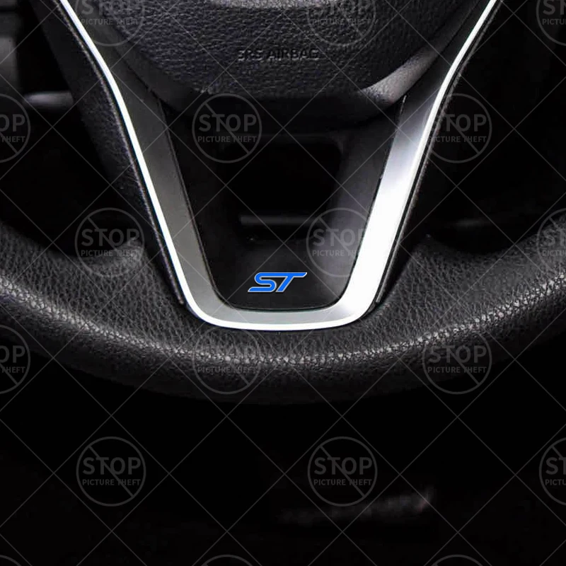 ST Logo Car Interior Steering Wheel Sticker Center Console Decoration Badge For Ford ST Line Puma C-MAX Focus Mondeo Kuga Fiesta