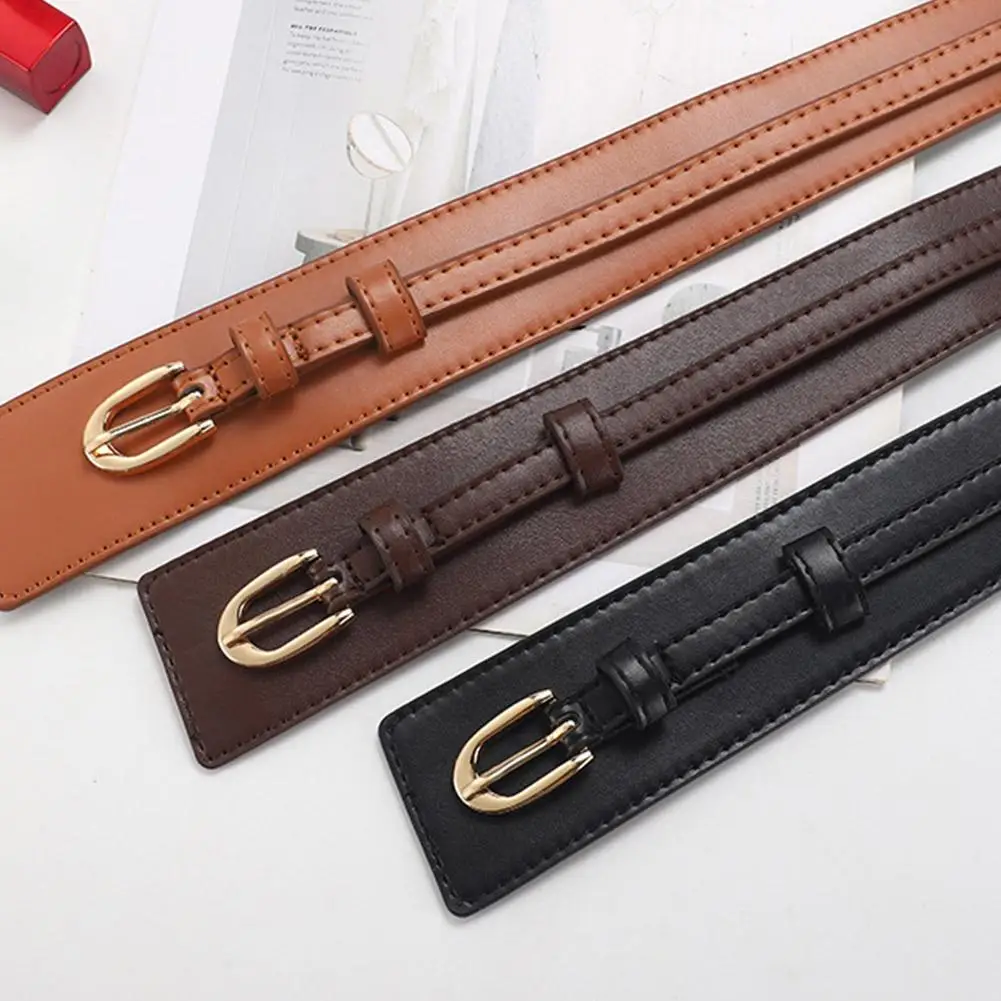 PU Leather Detachable Girdle Stylish Pin Buckle Wide Waistband Vintage Coat Dress Belt For Women Fashion Wide Waist Belt