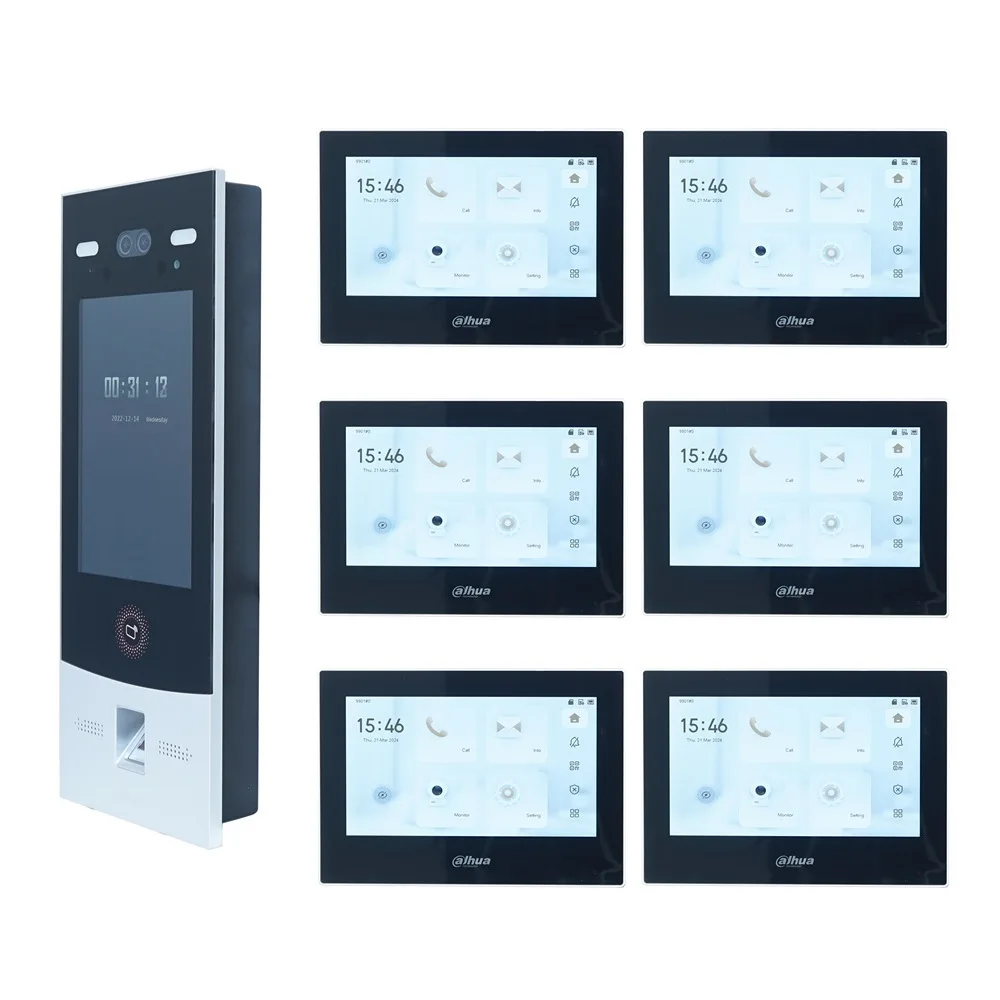 KIT videocitofono IP appartamento multilingue Dahua, VTO7541G e VTH2621G-P, supporto RFID Face Code