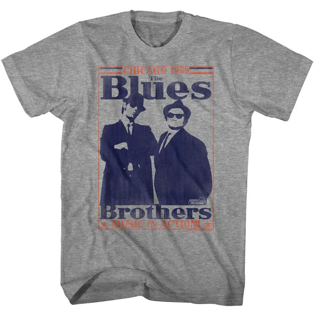 Blues Brothers Chicago 1980 Men's T Shirt Music in Action Jake Elwood