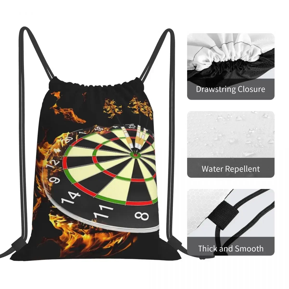 Flaming Dart Board zaini Casual borse portatili con coulisse coulisse Bundle Pocket Shoes Bag BookBag per studenti di viaggio