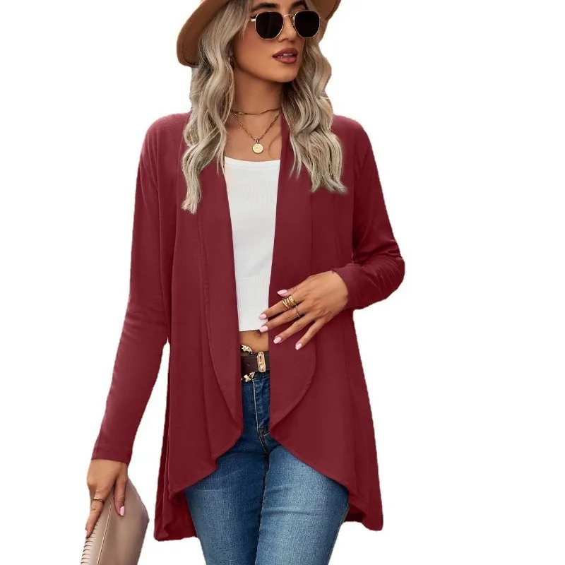 2025 Autumn and Winter New Long-sleeved Solid Color Loose Cardigan Top Women's Knitted Jacket