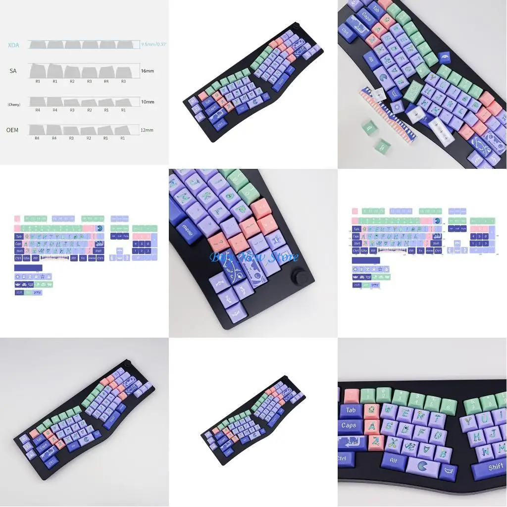 

20CE 126Keys Keycaps DyeSubbed Keycap ForGK61 GMMK Keyboard Keycap Cartoon