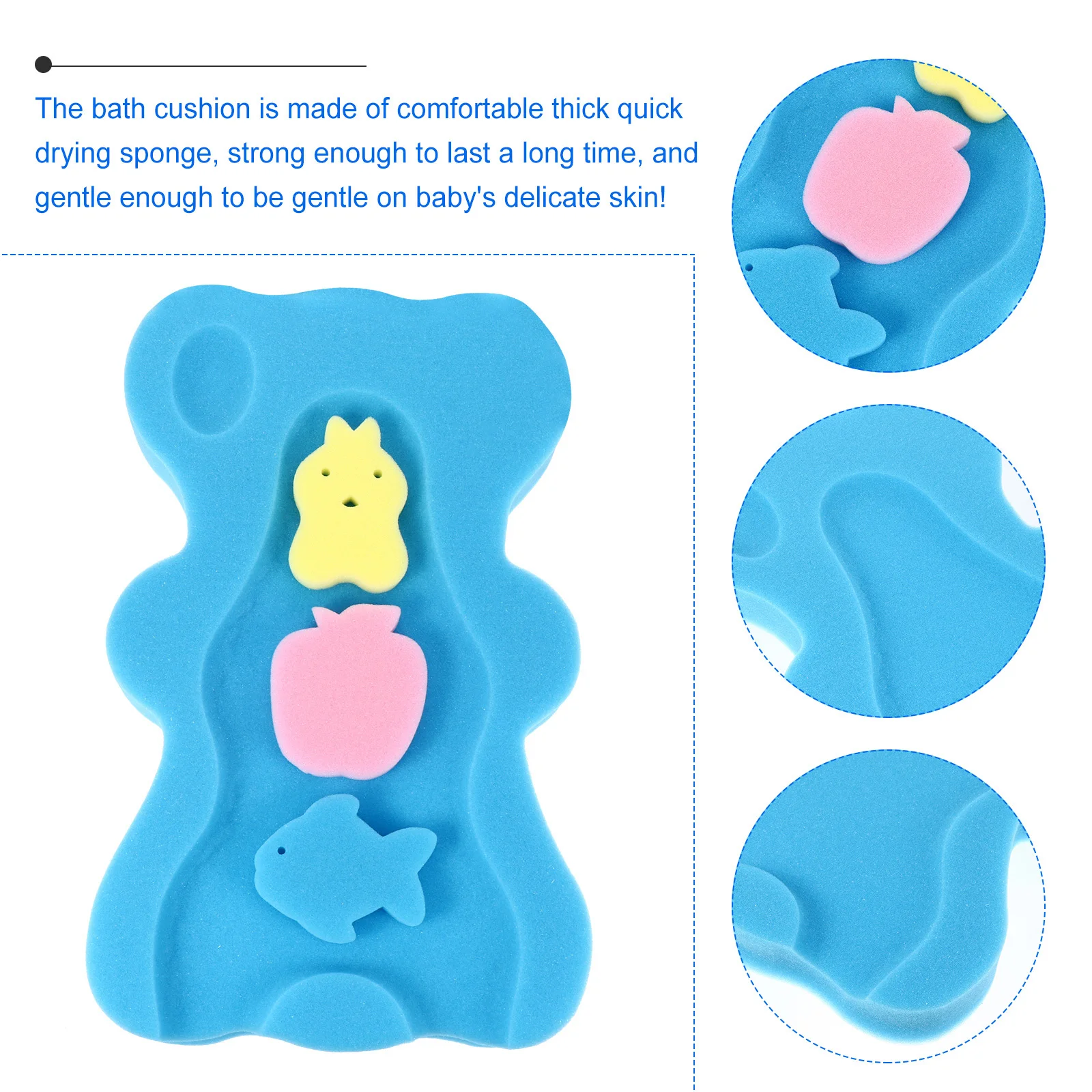 

Детская губка для ванны, детская подушка в форме медведя, нескользящий удобный коврик для ванной с поддержкой головы, шеи и спины для ребенка