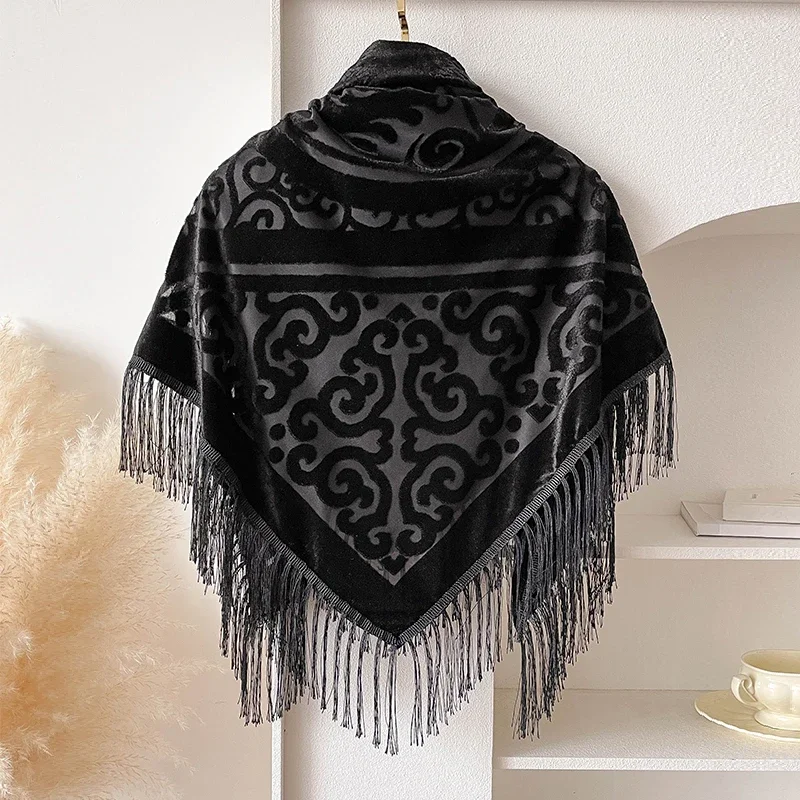 2025 New Versatile Women's Ethnic Auspicious Clouds Bufanda Gradient Flower Silk Feel Scarf  Shawl and Wrapped Women's Scarf