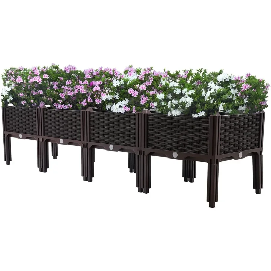 

61.4" L x15.4 W x15 H PP Raised Flower Boxes Planter Boxes Outdoor Raised Garden Bed Indoor Outdoor Planting Bed Rectangle Plan
