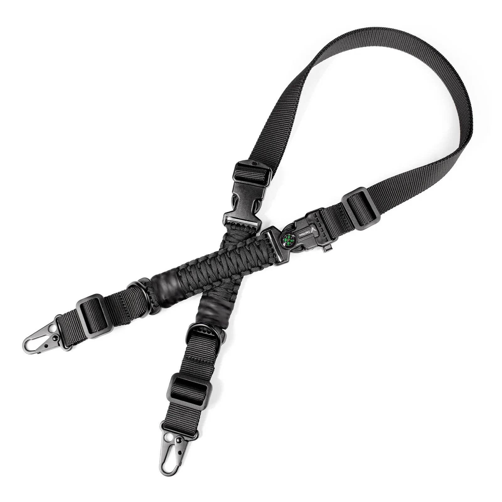 American Style Woven Double Point Carry Lanyard Snap Hook Multifunctional Outdoor Emergency Survival Strap with Compass Emergenc