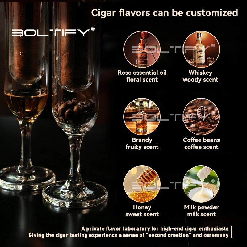 BOLTIFY Cigar Incense Humidor Tube Glass Cigar Fragrance Enhancement Tube Cigar Whisky Infuser Tube With a hygrometer view 3