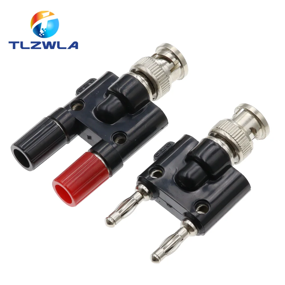 1PCS Q9 BNC Banana To Two Dual 4mm Banana Male Female Jack Coaxial Connector BNC Tee Type 3Way Splitter RF Adapter High Quanlity