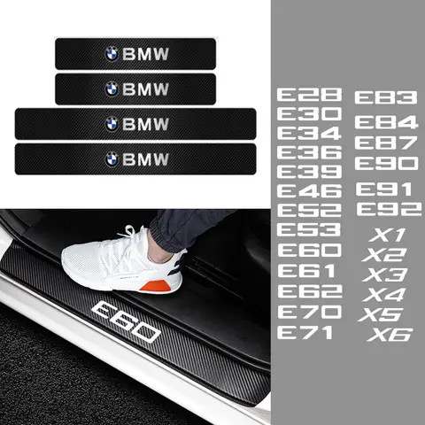 4PC 자동차 도어 씰 스티커 탄소 섬유 트렁크 범퍼 데칼 Bmw 성능 E46 E90 E60 F10 F30 E39 E36 F20 E87 G30 X1 X2 X3