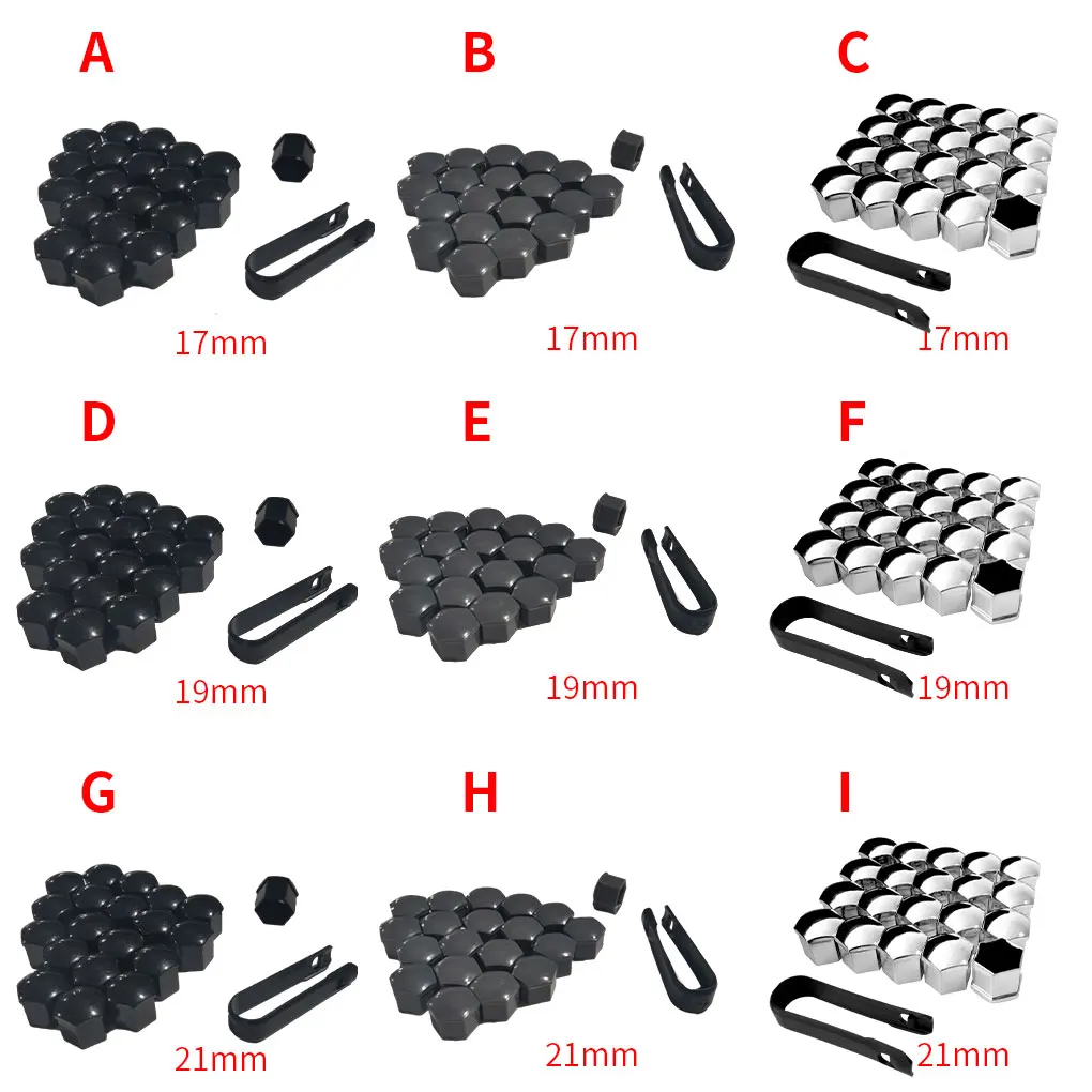 20Pcs Car Wheel Nut Caps Auto Hub Screw Cover Bolt Rims Exterior Decoration Special Socket Protection 19mm Gary