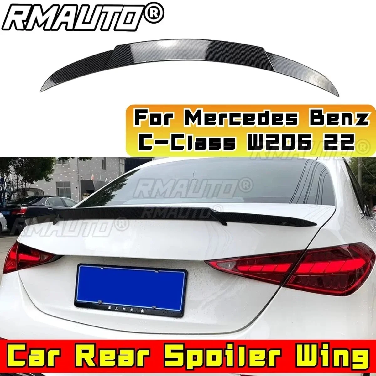 

Автомобильный задний спойлер багажника, комплект кузова для Mercedes Benz C-Class W206 2022, задний спойлер багажника, автомобильные аксессуары