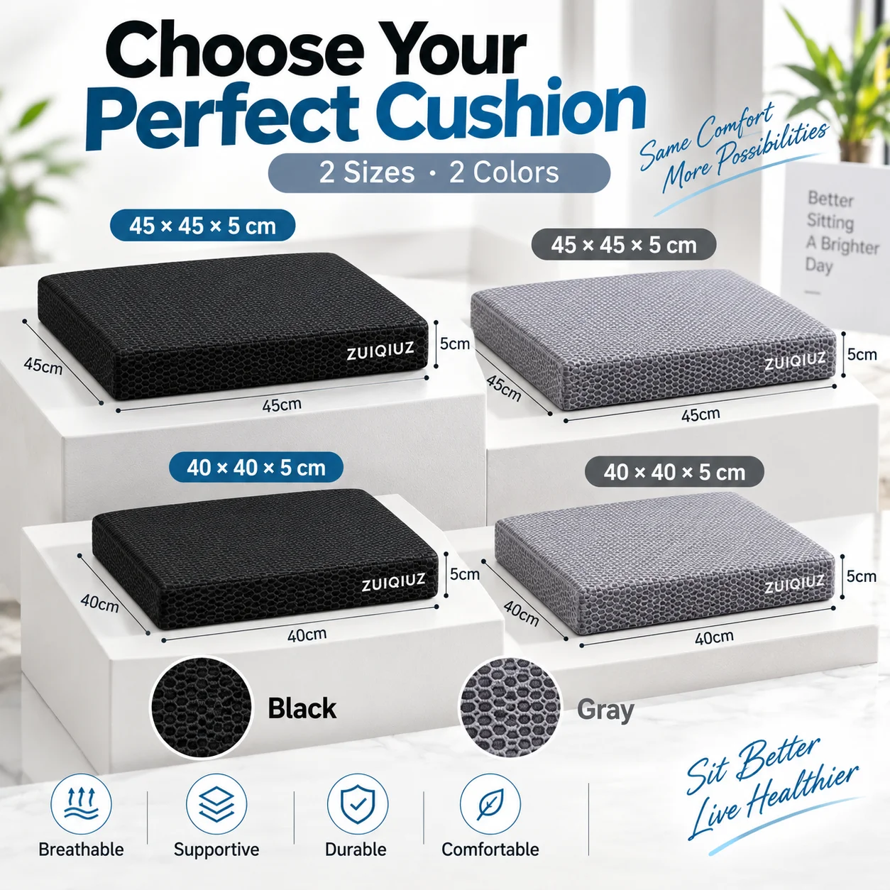 Comfortable Seat Cushion for Office Chair TPU 4D Air Fiber Ergonomic Coccyx Pad Non-Slip Breathable Washable Tailbone Cushion