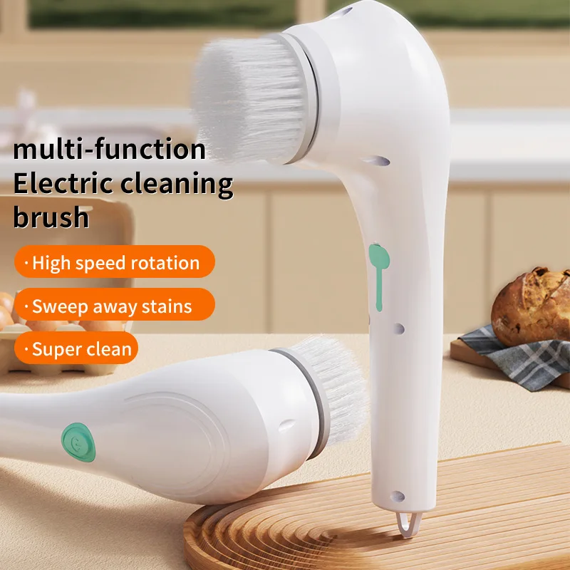 5-in-1 Cordless Electric Cleaning Brush Waterproof Handheld Spin Scrubber for Kitchen Sink Bathroom Tile Glass Car Interior