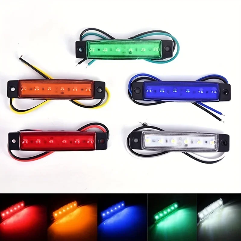 2Pcs 6LED 12V/24V Truck Trailer Side Marker Indicators Clearance Lights Car Brake Rear Highlight Tail Light Warning Signal Lamps