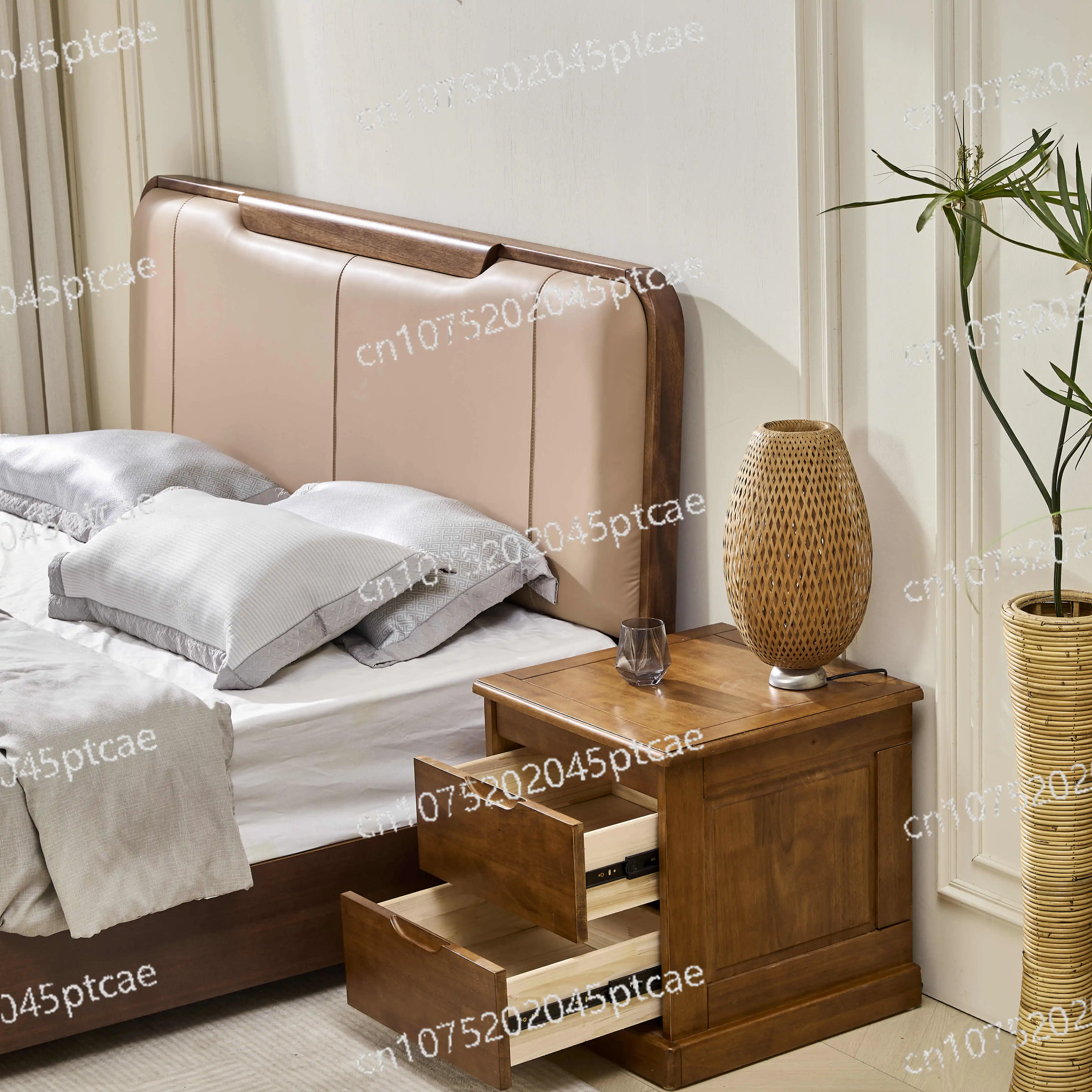 wood design large capacity storage bedside safe integrated  T01 upgrade double hidden compartment pure solid
