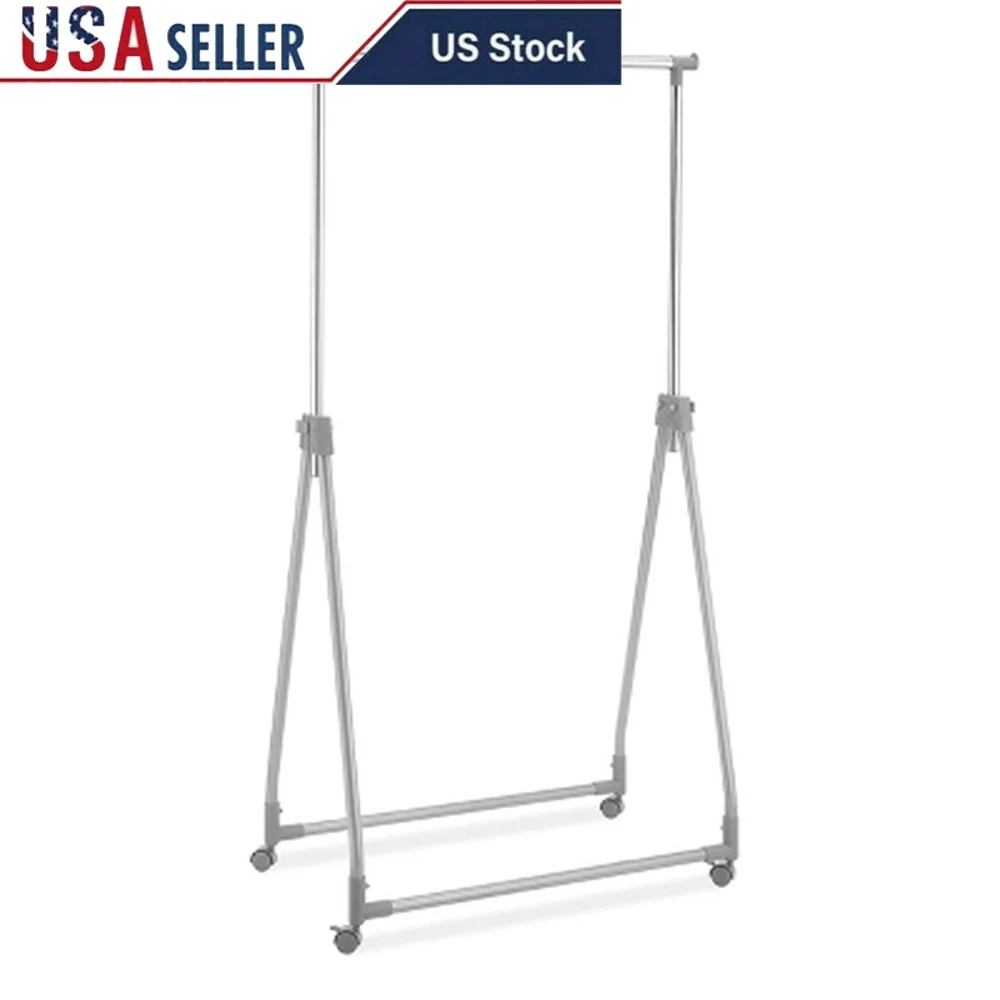 

Folding Garment Rack Height Adjustable Heavy Duty Portable Clothes Organizer with Wheels Compact Storage Ideal Bedroom Garage