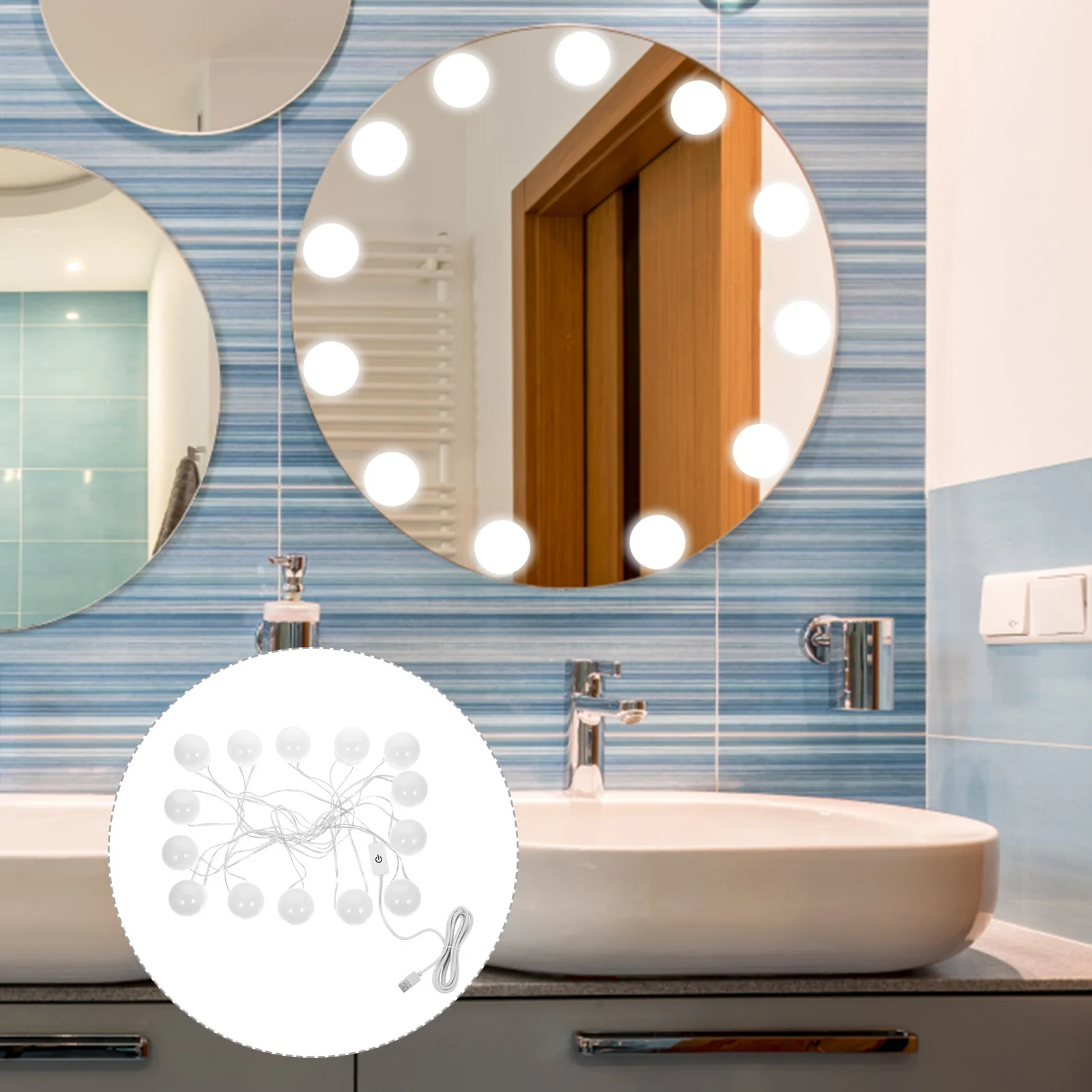 화장대 조명 LED 플라스틱 조절 가능한 드레싱 미러 전면 램프 메이크업 조명 가정용 장식용 미러 전구