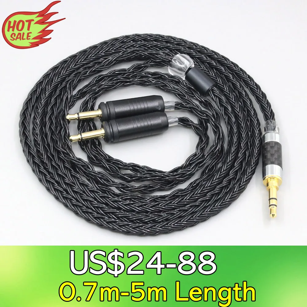 

LN008263 16 Core 7N OCC Black Braided Earphone Cable For Focal Clear Elear Elex Elegia Stellia Dual 3.5mm headphone plug