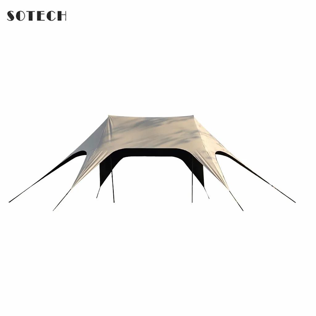Rope Free Large Camping Tarp Fast Setup 8-Person Black Silver Coating Sun Shade Canopy Waterproof PU8000 Awning for Beach Park