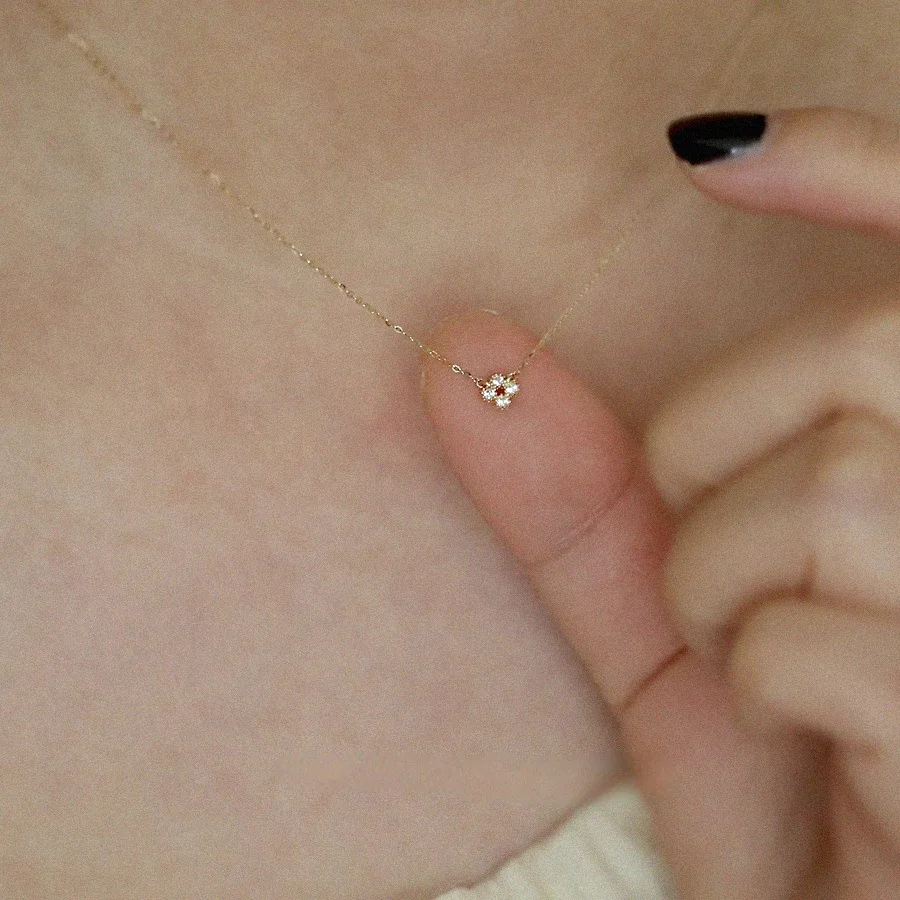 925 فضة مطلي 14K الذهب البسيطة الزركون زهرة قلادة قلادة للنساء الفتيات هدايا مجوهرات الأزياء #1